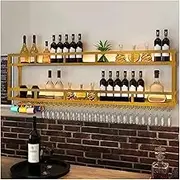 Floating LED Light Metal Bar Shelves for Liquor Bottles and Wine Glasses Black Metal Bottle Rack with LED Strip (120x55x25cm)