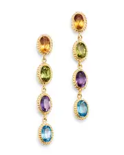 Bloomingdale's Fine Collection Multi-Gemstone Oval Bezel Set Drop Earrings in 14K Yellow Gold