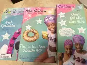 3 Pack Afro Unicorn Split ring & Floatie Kit Arm Float Swim + 2 hair Cap