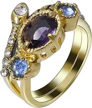 [VOLURE] Finger Joint, Ring Toe Ring,Rings,Ring Jewelry Fashion Zircon Jewelry Round Blue Ring Bright For Women Engaged Stone Rings Cool Rings for Women
