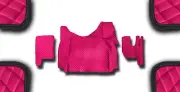 PINK ECO LEATHER FLOOR MATS ENGINE COVER FOR RHD RENAULT GAMA T TUNNEL AUTO