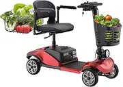 2025 4-Wheel Portable Folding Mobility Scooter with LED Lights and rear Basket, 20KM Range, 150KG Capacity, Dual Detachable 12V 12Ah Batteries, and Swivel Seat