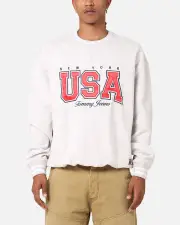 [TOMMY JEANS] Tommy Jeans Tju Archive Games Team Usa Crewneck Silver Grey Heather - Size L L Silver Grey Hth