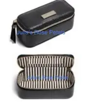 Henri Bendel West 57th Black Lipstick Case Pebbled Leather & Mirror Inside NWT