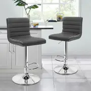 2x ALFORDSON Bar Stools Ruel Leather Grey