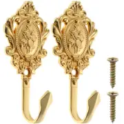 2 Pcs Curtain Hooks for Wall Gold Vintage Tie Backs Holdbacks Office