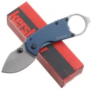 Kershaw Antic Framelock Folding Pocket Knife Blue PVD Handle Finger Ring 8710