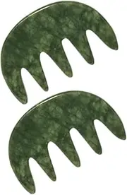 MERRYHAPY 2 Pack Wide Tooth Jade Scalp Massager Gua Sha Hair Brush Facial Gua Sha Tool Hair Massager Comb for Comfort