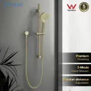 Decaura Adjustable Brushed Gold Hand Held Shower Head on Sliding Rail Set WELS