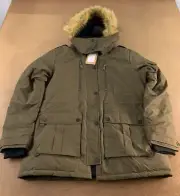 Wantdo Women's Size Large Army Green Faux Fur Trim Hooded Winter Parka Coat NWT