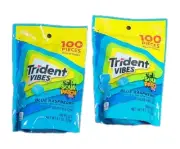 2 BAGS TRIDENT VIBES SOUR PATCH KIDS BLUE RASPBERRY 200 PIECES Sugar Free