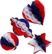 ABOOFAN Unique 4pcs Honeycomb Ball Pendant Independence Day Decorations Memorial Day Party Lightweight Hanging Balls