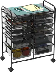 Black Rolling Storage Cart with 12 Drawers
