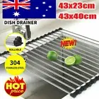 Roll Up Dish Drying Rack Over the Sink Stainless Steel Drainer Dish Kitchen Mat