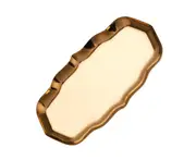Stainless Steel Wavy Storage Display Tray Cake Plate Desktop Jewelry Organizer-Golden