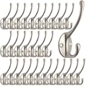30 Pack Heavy Duty Dual Coat Hooks Wall Mounted with 60 Screws Retro Double H...