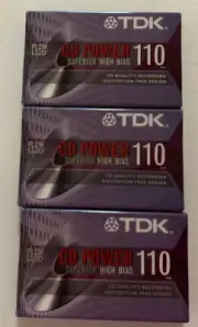 TDK CD POWER 110 BLANK AUDIO CASSETTE TAPE SUPERIOR HIGH BIAS 3 TAPES NEW