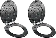 WC Toilet Seats 2 pcs with Soft Close Lids MDF Water Drop Design Hardware Accessories