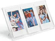 Small Polaroids Picture Frame for Photos, 3 Inch Transparent 3 Grid Table Digital Photo Frame, Desktop Mini Photo Album for Home Desktop Office, Vertical Picture Frame for