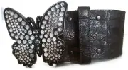 WASHED UP HOLLYWOOD #060RT 3” BUTTERFLY BUCKLE & BROWN FAUX GATOR BELT SIZE S/28