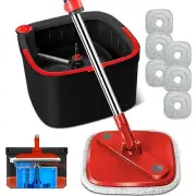 Spin Mop and Bucket Set with Dirty - Water - Separation Bucket: Self Wringing...