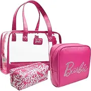 [Barbie] Girls' Toiletry Bag, Set of 3, Make Up Bag, Wash Bag, Cosmetic Bag, Girls, Pink, Travel Accessories, Pink, Einheitsgröße, Beauty case