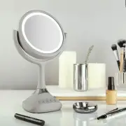 Round Led Lighted Vanity Mirror W/ Bluetooth Speaker & USB Flash Drive Port