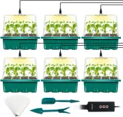 6-Set Seed Starter Tray with Grow Light, Seed Starting Trays Kits with Timing Co