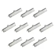 80Pcs Ribbon Crimp Clamp Ends 30mm Cord End Clasp for DIY Craft Silver White