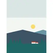 Geometric Shapes Highland Scotland Home Hills Sun Scottish Poster Print