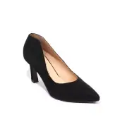 Gibellieri 70d Black Suede Leather Pointy Toe Classic Heel Pumps 38.5 / US 8.5