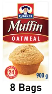 Quaker Muffin Mix Oatmeal 900g/2lbs Each 8 Bags From Canada