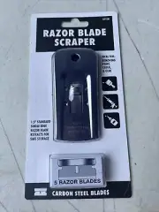 RAZOR BLADE SCRAPER w/ 5 razor blades carbon steel pack - NEW (t29)