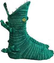 [LIN&BABAY] Knit Crocodile Socks for Women Men, Novelty Shark and Alligator Animal Socks, Warm Thick Knit Funny
