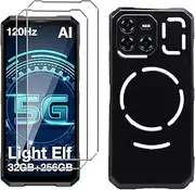 LYZXMY Case for Doogee Blade GT Ultra 5G (6.72 Inches) Black Mobile Phone Case + 2 Tempered Glass Screen Protector Case Soft Silicone TPU Protective Cover