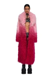 [Club Exx] Astro Arctic Faux Fur Coat - Pink Ombre