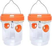 zolyet 2 Pack Solar Wasp Trap Hanging, Carpenter Bee Trap Hanging Fruit Fly Trap, Reusable Wasp Trap Outside, Low Jacket Killer, Hornet Trap for Garden O 2pcs