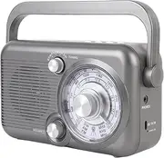 Retro Bluetooth 5.3 Radio with USB/SD Playback - AM/FM/SW Band Portable Radio, 12H Battery Extended Antenna, Portable Vintage Radio for Travel, Emergencies