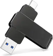 Powice USB C Stick 128 GB Memory, USB 3.0/Type-C Memory Stick 2-in-1 USB Stick USB C for Android Phone, Laptop, Tablet, Mac, Solid State Drive up to 50 MB/s, Black