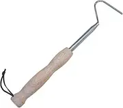 BOVONVON 55 inchs Collapsible Snake Hook,Non-Rotatable,Telescopic Rods Designed with 2 Grooves,Sturdy Stainless Steel Hook,Snake Tool Hook,Bigger Wooden Handle