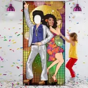 Blulu Disco Party Decoration 70s Dance Backdrop Large Disco Door Banner Photo...