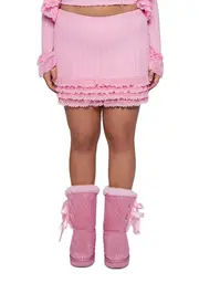 [Sugar Thrillz] Plus Mistletoe Moves Mini Skirt - Pink