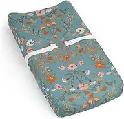 Sweet Jojo Designs Boho Wildflower Vintage Floral Girl Baby Changing Pad Cover Sheet Infant Newborn Diaper Table Change Mat Cover Turquoise Orange Botanical Garden Bohemian Farmhouse Cottagecore Pink