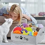 Dog Toy Box Bin Storage Basket Dog Toy Storage Basket with Handles Trapezoid Dog Toy Bin Collapsible Pet Supplies Storage Basket Large Dog Toy Box Suitable for Storage of Dog Toys (Style 2)