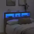 Headboard Cabinet Storage With RGB LED Lights Bed Head Header Sonoma Oak Durable