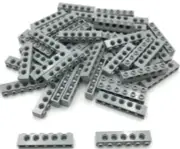 Lego 50 New Light Bluish Gray Technics Bricks Building Blocks 1 x 6 w/ Holes