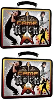 (2 Pack) Camp Rock Jonas Brothers Tin Lunch Box, Durable Tin Construction Black