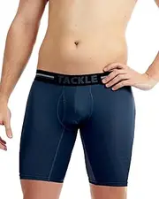 [TACKLE] Mens Bamboo No Chafe Long Leg Boxer Brief, Mens Underwear, Moisture Wicking, No Chafe Inner Leg Panels, Viscose Dervied from Bamboo, Mens Trunks