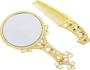 Alloy Makeup Mirror Set Vintage Mini Mirror Comb for Women Girls Professional Artists Exquisite