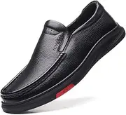 [HASMI] Men's Casual Leather Shoes Fashion Business Slip-on Shoes Breathable Comfortable Dad Shoes